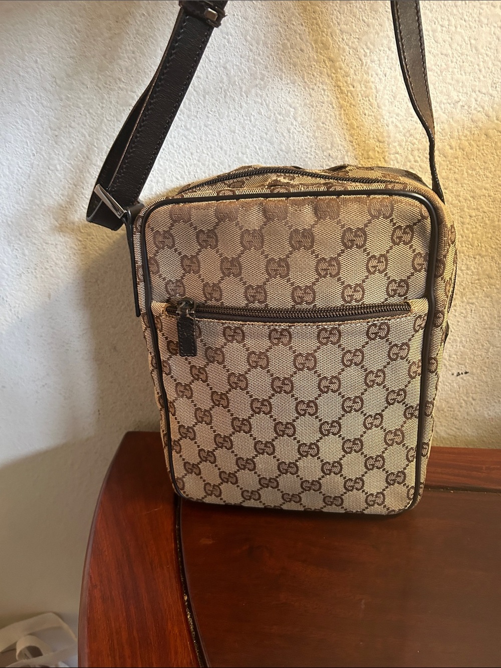 Gucci Beige/Brown Monogram Messenger Bag